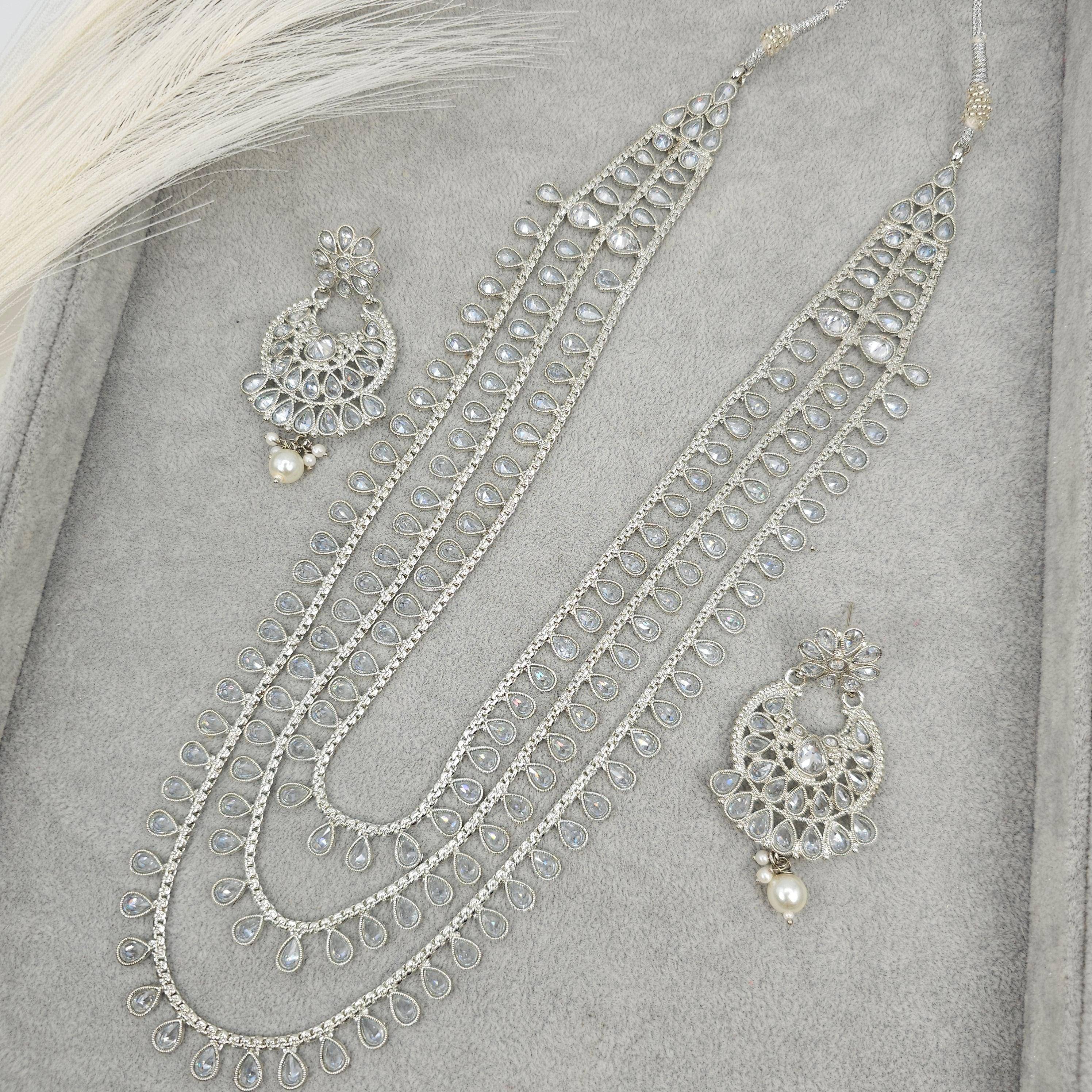 Zeenat Silver Rani Haar Set - Fancy Fab Jewels