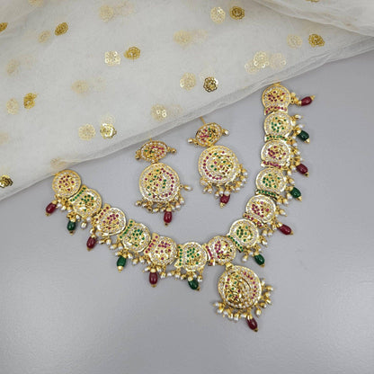 Anjum Premium Quality Jadau Nauratan Choker Set - Fancy Fab Jewels