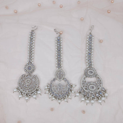 Nisha Polki Maang Tikka - Silver - Fancy Fab Jewels