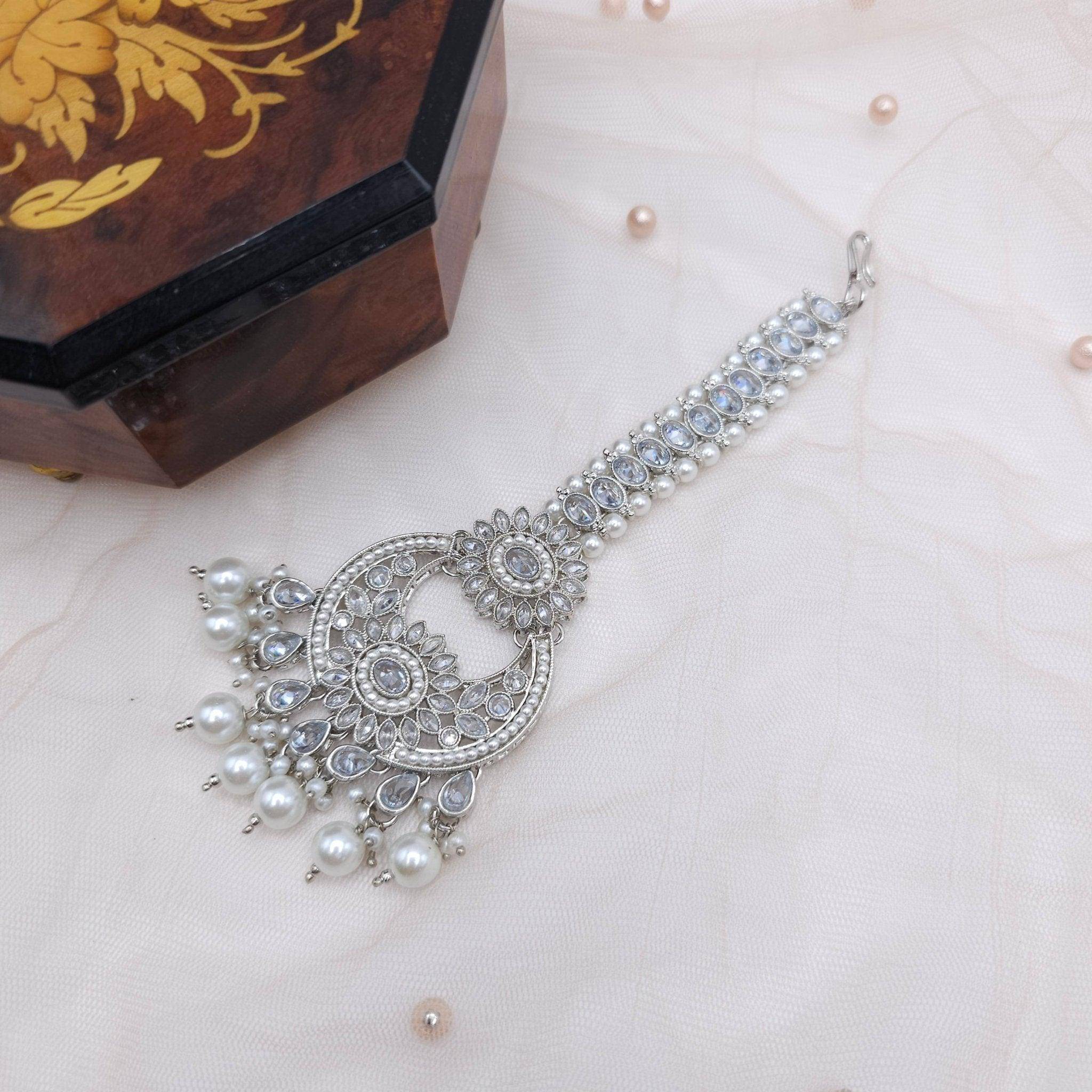 Nisha Polki Maang Tikka - Silver - Fancy Fab Jewels