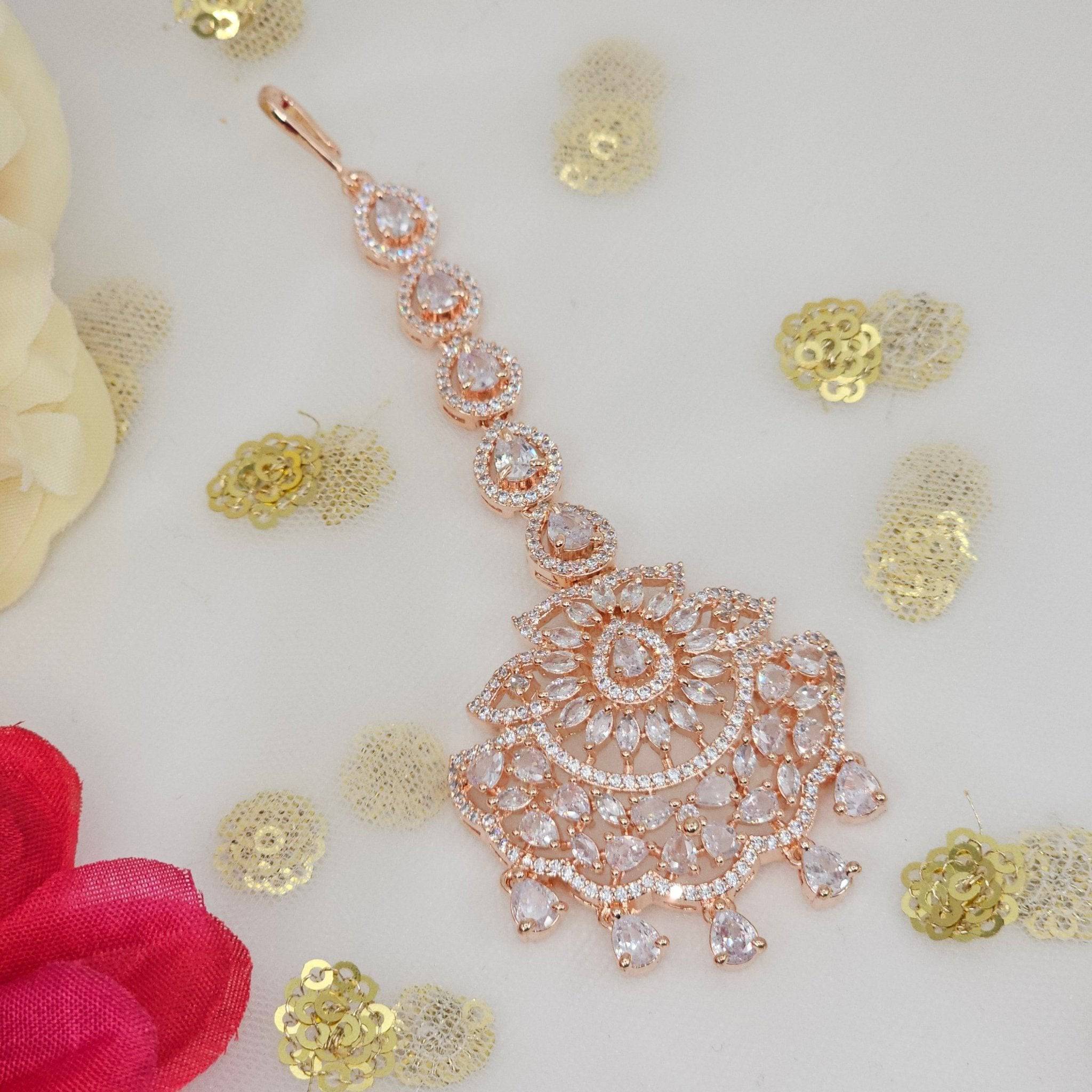 Liya CZ Mangtikka - Rosegold - Fancy Fab Jewels