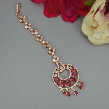 Zia CZ Mangtikka - Rosegold Ruby - Fancy Fab Jewels