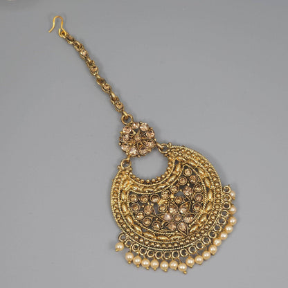 Palak Antique Gold Polki Mangtikka - Fancy Fab Jewels