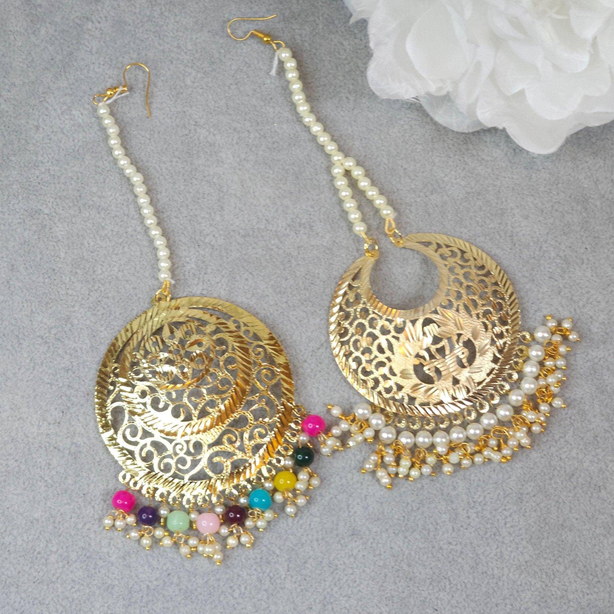 Gold Plated Punjabi Jadau Maang Tikka - Fancy Fab Jewels