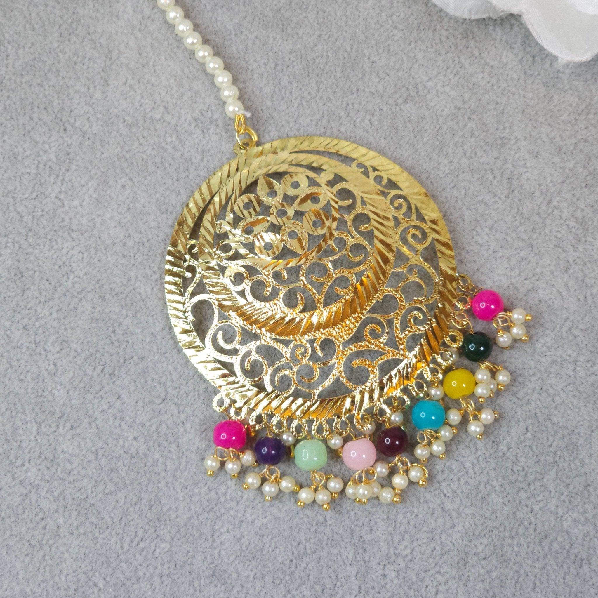 Gold Plated Punjabi Jadau Maang Tikka - Fancy Fab Jewels