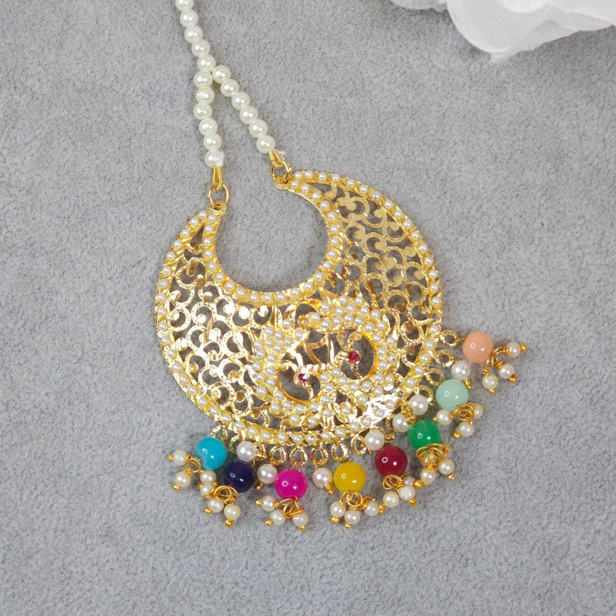 Gold Plated Punjabi Jadau Maang Tikka - Fancy Fab Jewels