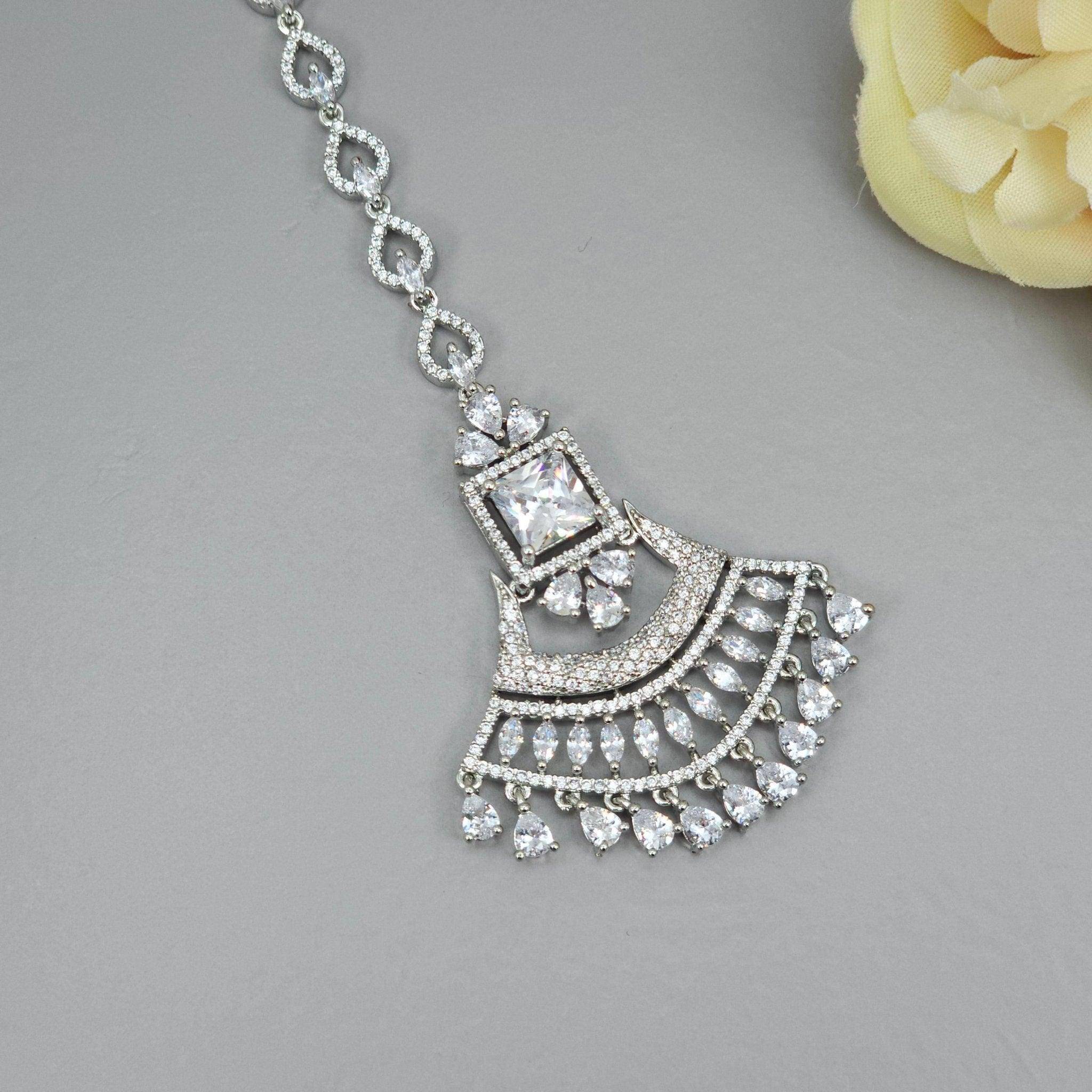 Selma Silver AD CZ Mangtikka - Fancy Fab Jewels