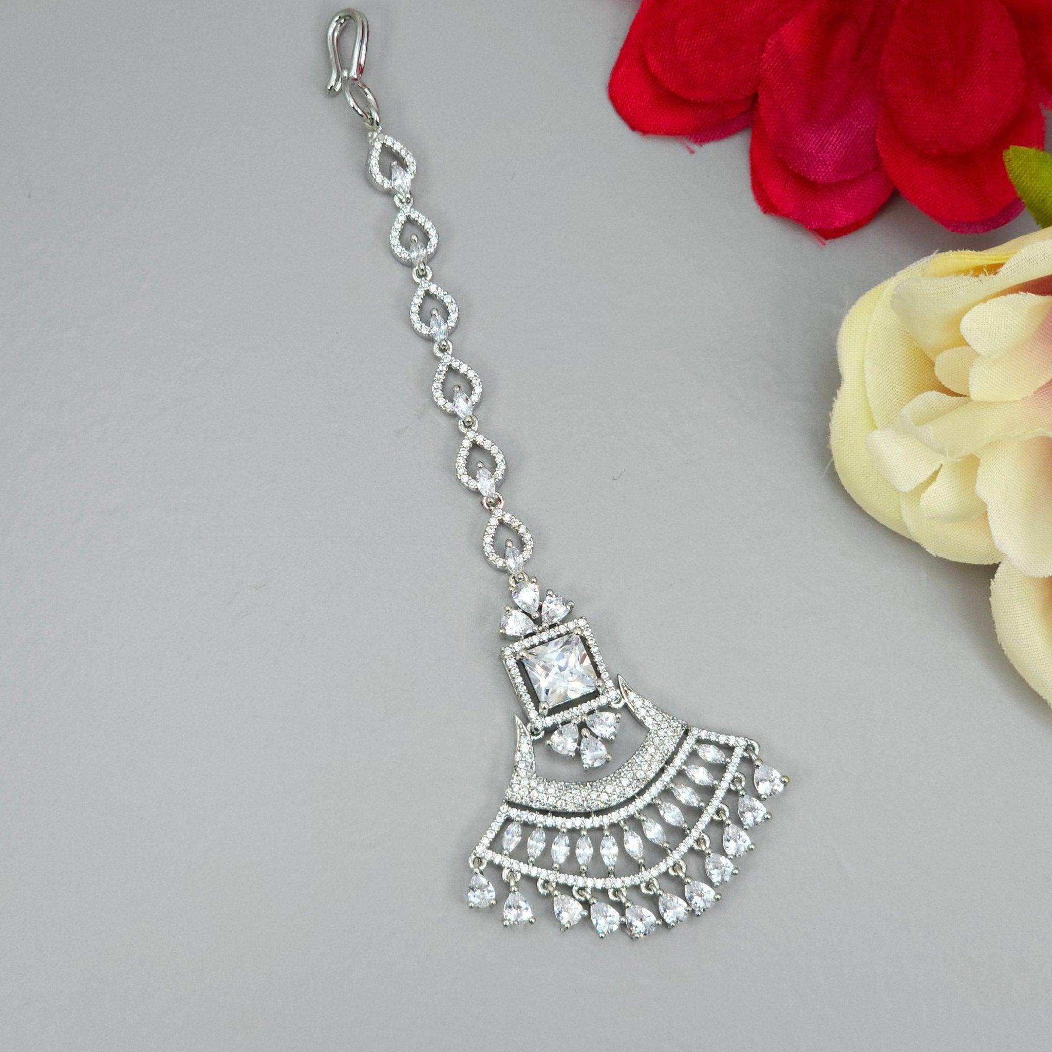 Selma Silver AD CZ Mangtikka - Fancy Fab Jewels