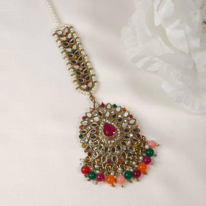 Aaina mirror maang tikka - oval - Fancy Fab Jewels