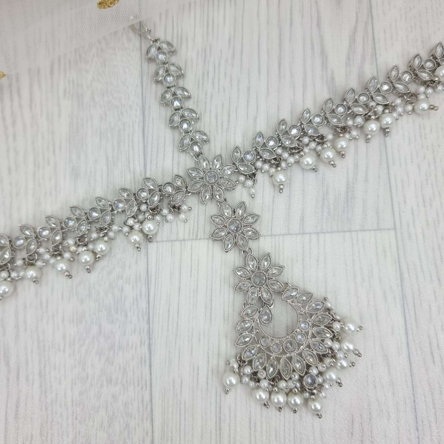 Priya Full Silver Headpiece - Fancy Fab Jewels