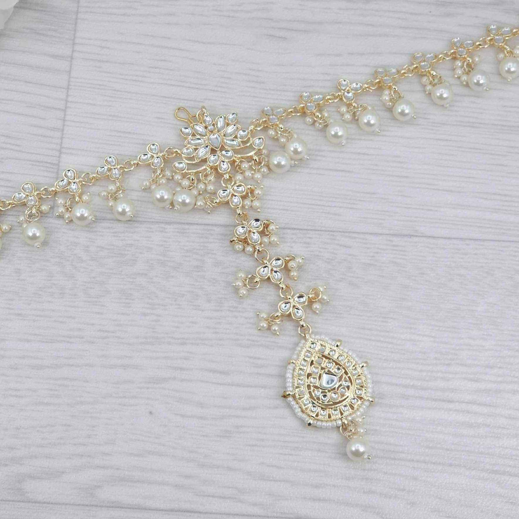 White Kundan Jahanara Headpiece - Fancy Fab Jewels