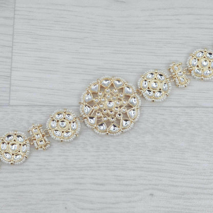 White Kundan Mnahil Headband - Fancy Fab Jewels