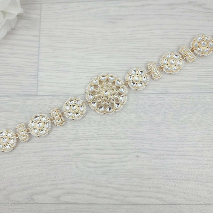 White Kundan Mnahil Headband - Fancy Fab Jewels