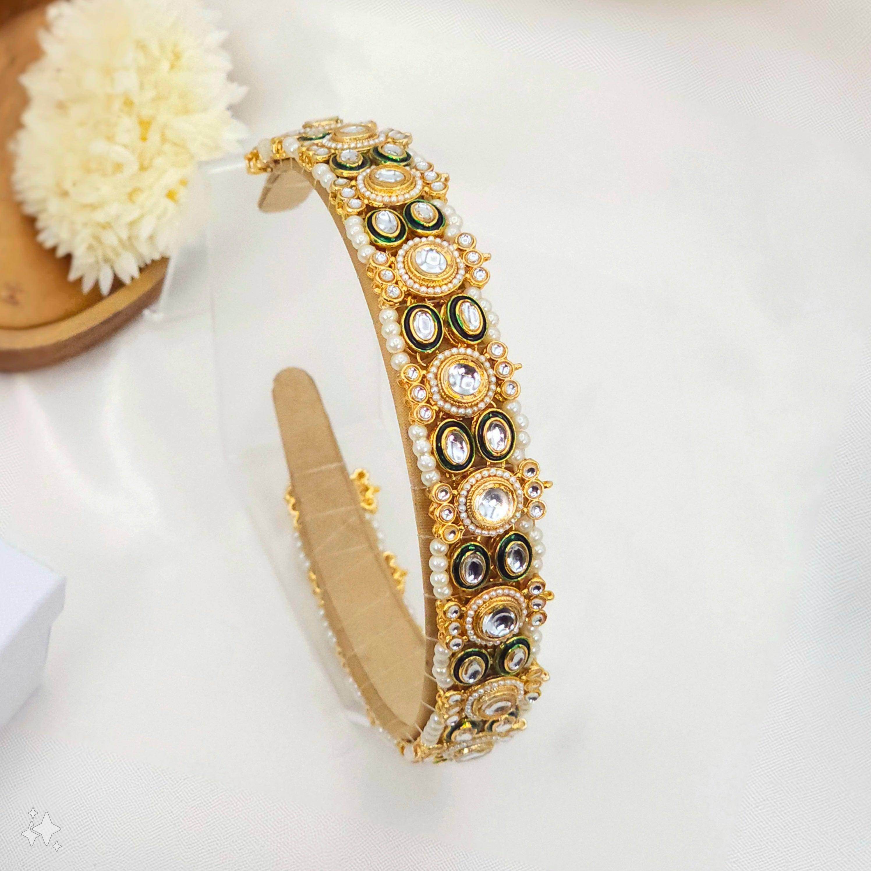 1 Pc Women's Glamours Kundan Headband Mathapatti Tiara - Fancy Fab Jewels