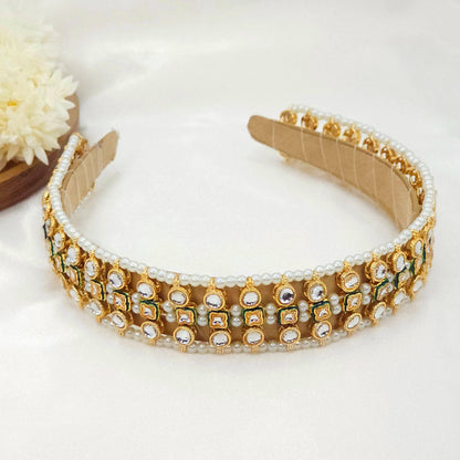 1 Pc Women's Glamours Kundan Headband Mathapatti Tiara - Fancy Fab Jewels