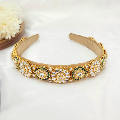 1 Pc Women's Glamours Kundan Headband Mathapatti Tiara - Fancy Fab Jewels