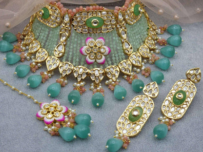 Naaz Paachi Kundan Choker Set Green - Fancy Fab Jewels