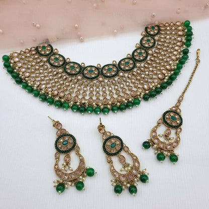 Sanam Necklace Set Green - Fancy Fab Jewels