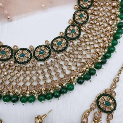 Sanam Necklace Set Green - Fancy Fab Jewels