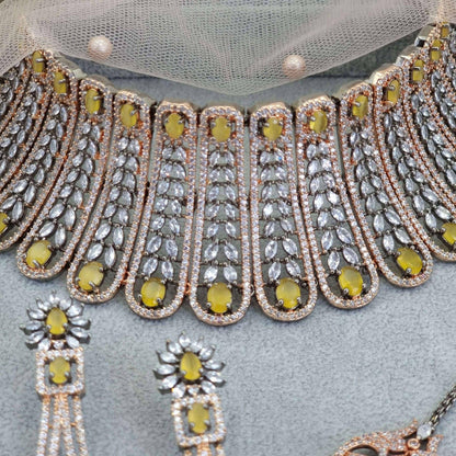 Sheena Bridal Choker Set Rose Black Yellow - Fancy Fab Jewels