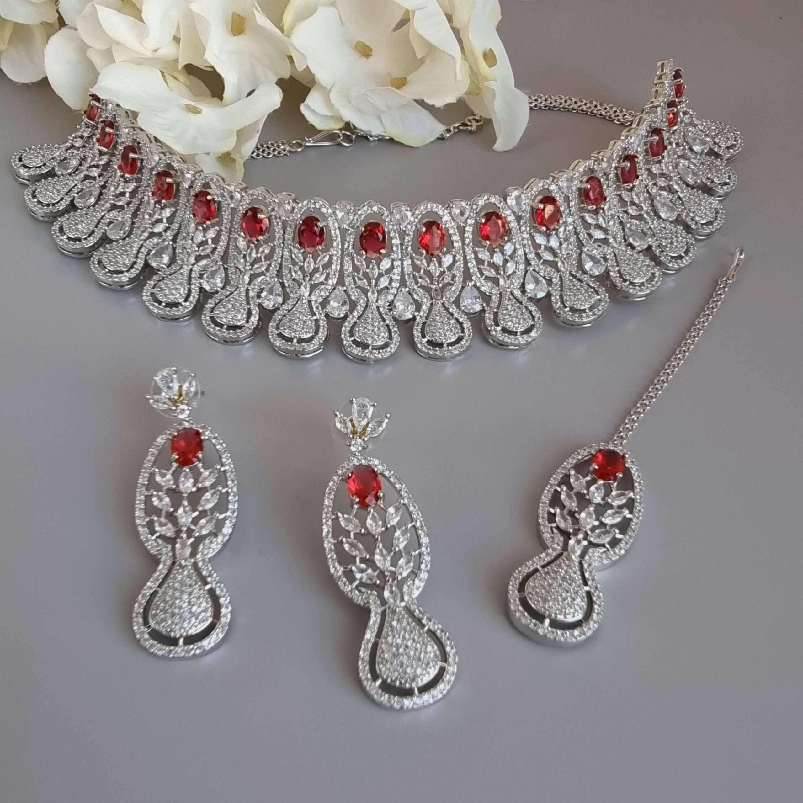 Simi Choker Set Ruby Pink - Fancy Fab Jewels