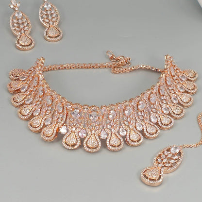 Simi - CZ Choker Set Rose Gold - Fancy Fab Jewels