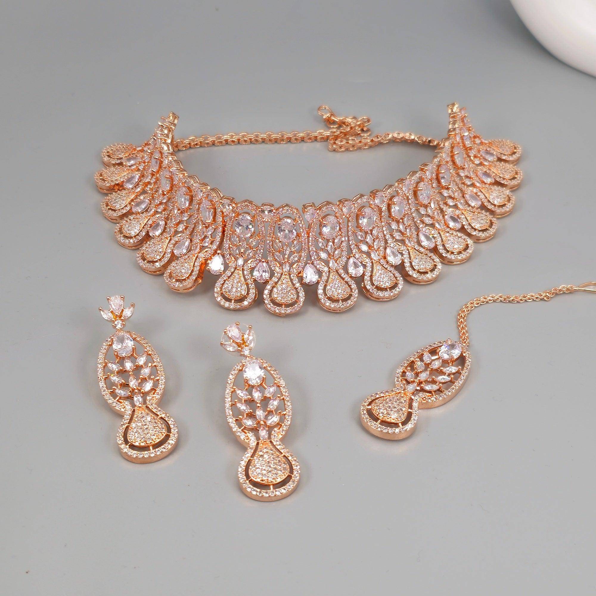 Simi - CZ Choker Set Rose Gold - Fancy Fab Jewels