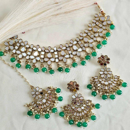 Kiara Mirror Necklace Set - Fancy Fab Jewels