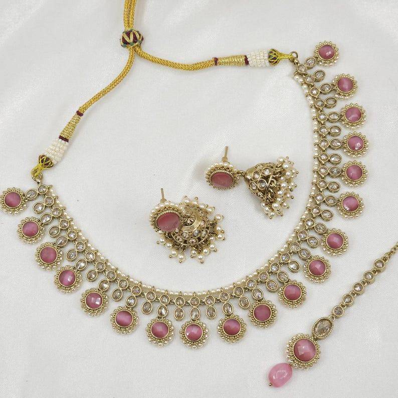 Zia Polki Necklace Set - In Six Colours - Fancy Fab Jewels