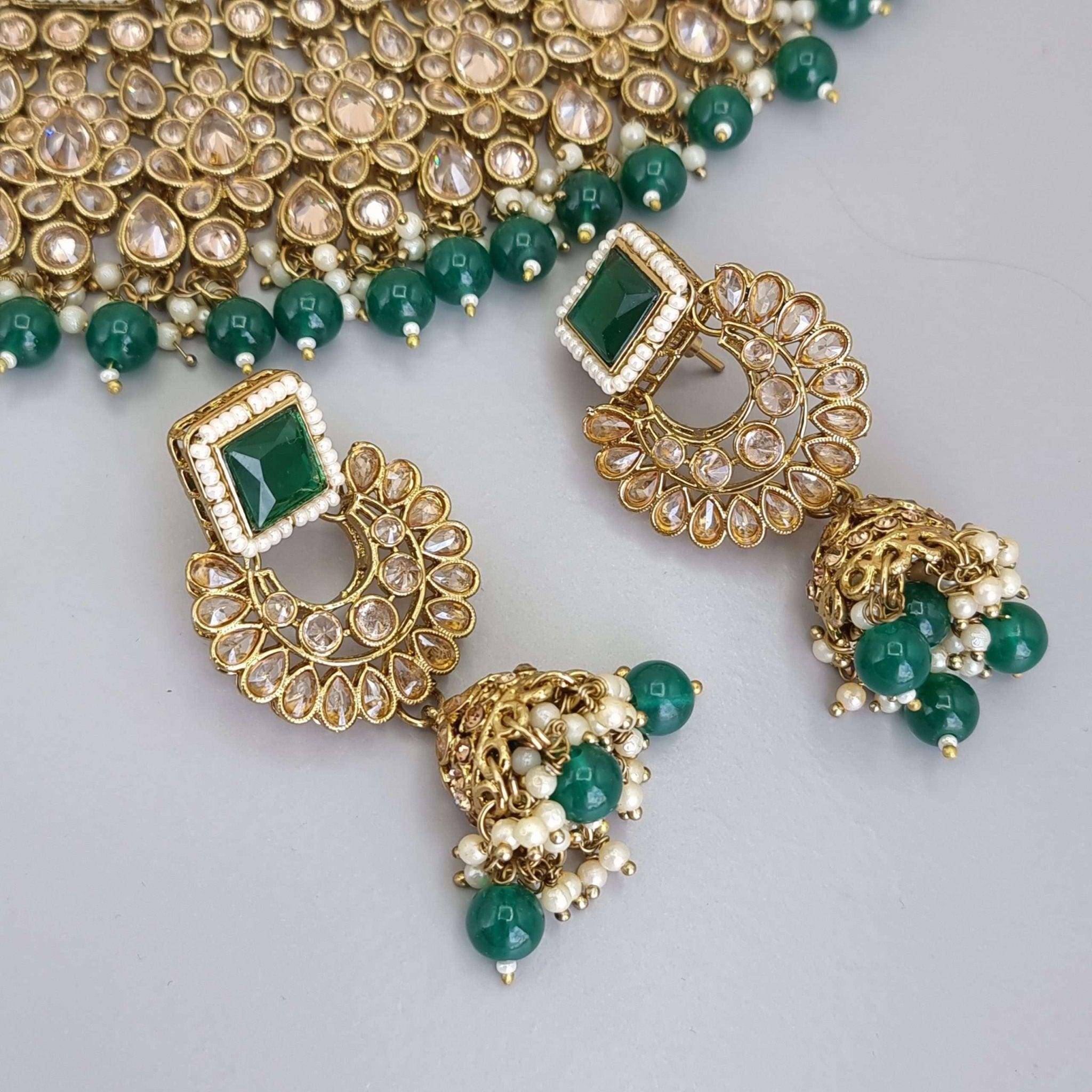 Dipika Necklace Set Green - Fancy Fab Jewels