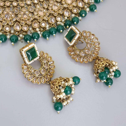 Dipika Necklace Set Green - Fancy Fab Jewels