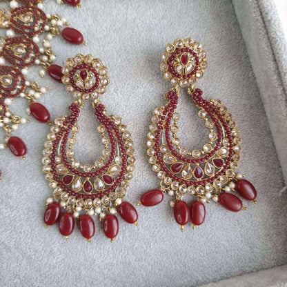 Raina Maroon Polki Bridal Choker Set - Fancy Fab Jewels