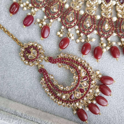 Raina Maroon Polki Bridal Choker Set - Fancy Fab Jewels