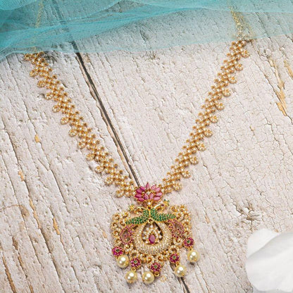 Shivani- Gold Plated AD Short Necklace Set - Fancy Fab Jewels