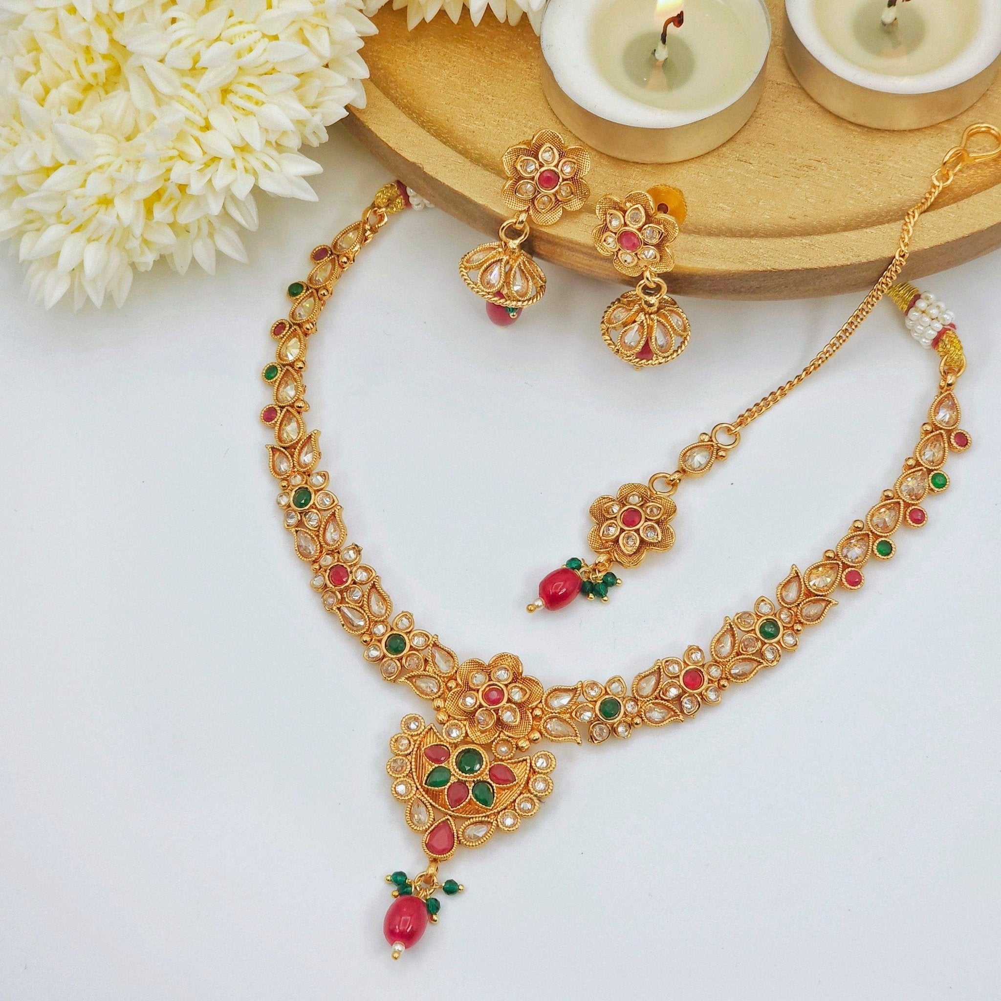 Simran Necklace Set - Available in Three Stunning Colors – Necklace | Fancy Fab Jewels UK
