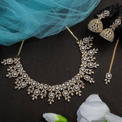 Ameera - AD CZ Choker Necklace set - Fancy Fab Jewels