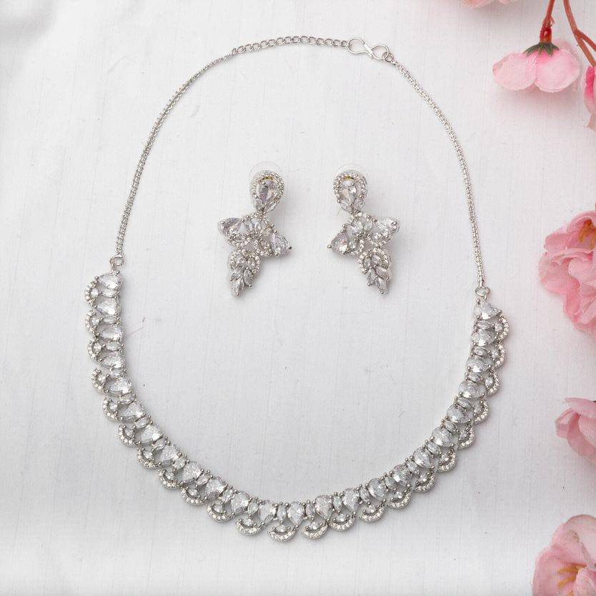 Rosina - American Diamond CZ Necklace Set - Fancy Fab Jewels