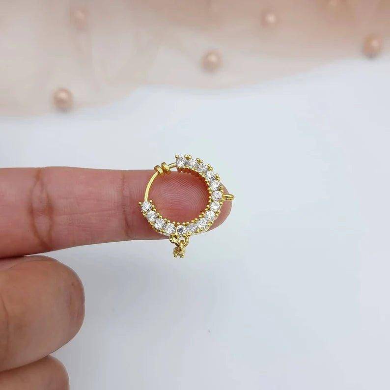 American Diamond Nose Ring 1cm - Fancy Fab Jewels