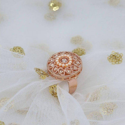 Ella Rose Gold Polki Ring - Fancy Fab Jewels