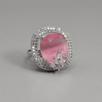 fancy fab Jewels Ring Pink Zia Silver Zirconia Ring