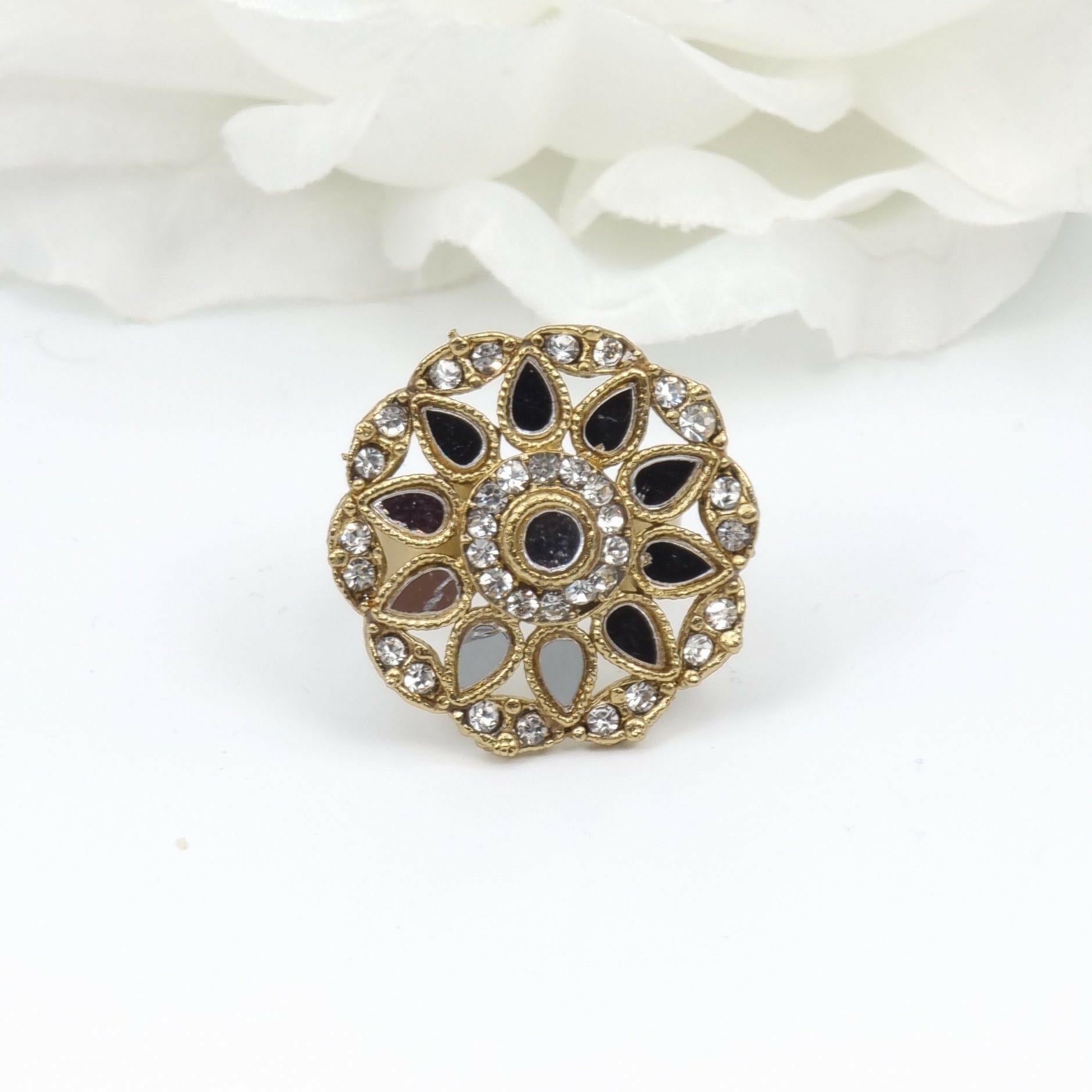 fancy fab Jewels Ring Tara- Antique Gold Mirrored Statement Ring