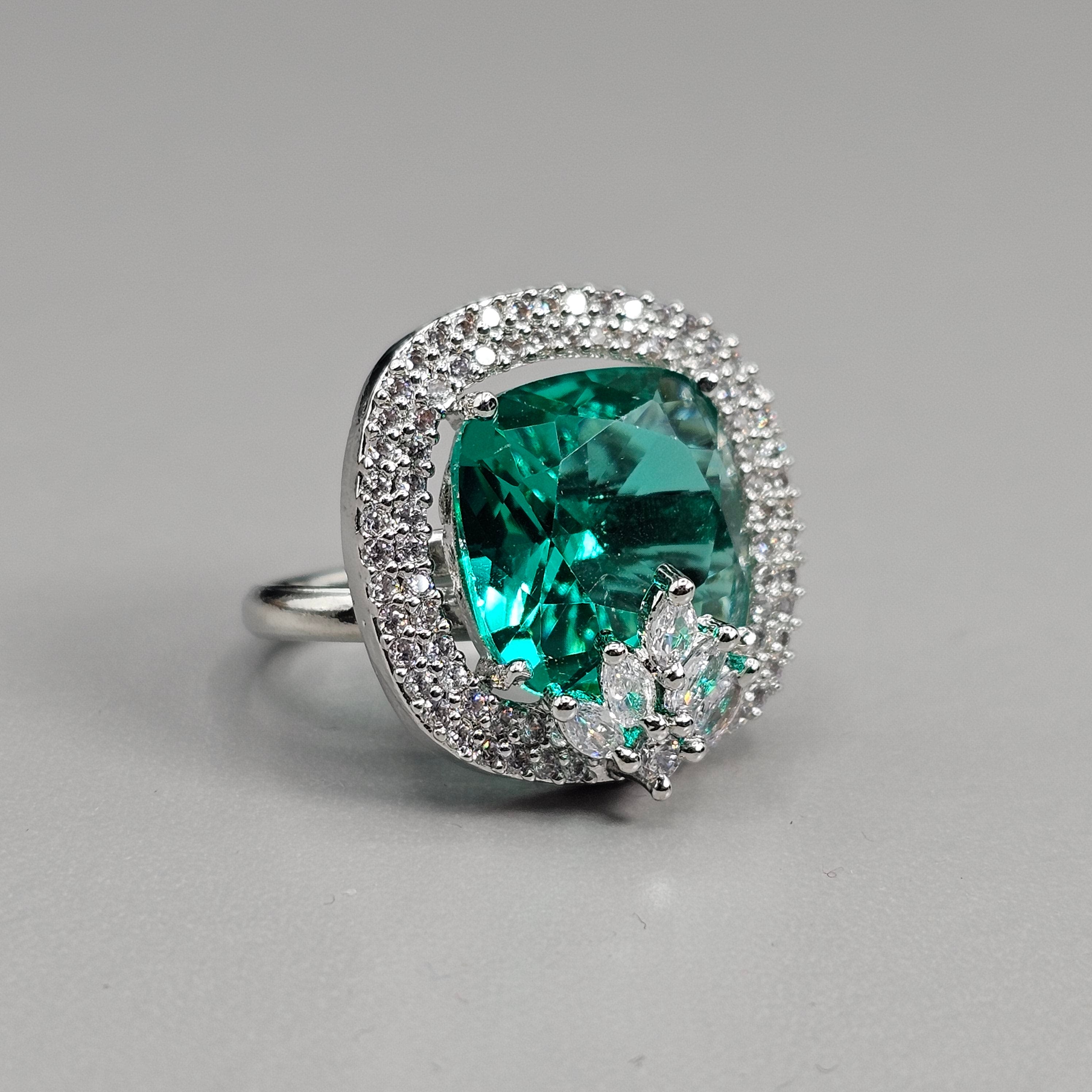 fancy fab Jewels Ring Teal Zia Silver Zirconia Ring