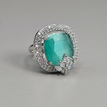 fancy fab Jewels Ring Turquoise Zia Silver Zirconia Ring