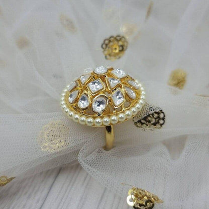 Meera Kundan Statement Ring - Fancy Fab Jewels