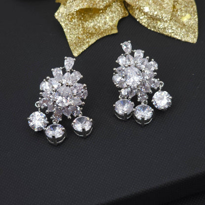 Moon Crust - American Diamond Stud Earrings - Fancy Fab Jewels