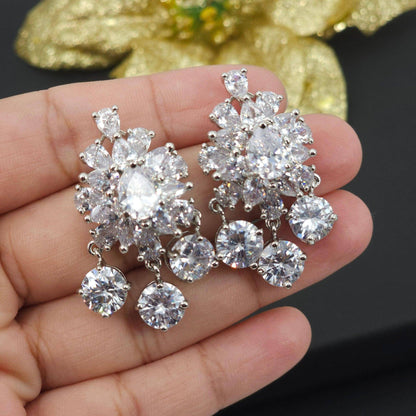 Moon Crust - American Diamond Stud Earrings - Fancy Fab Jewels