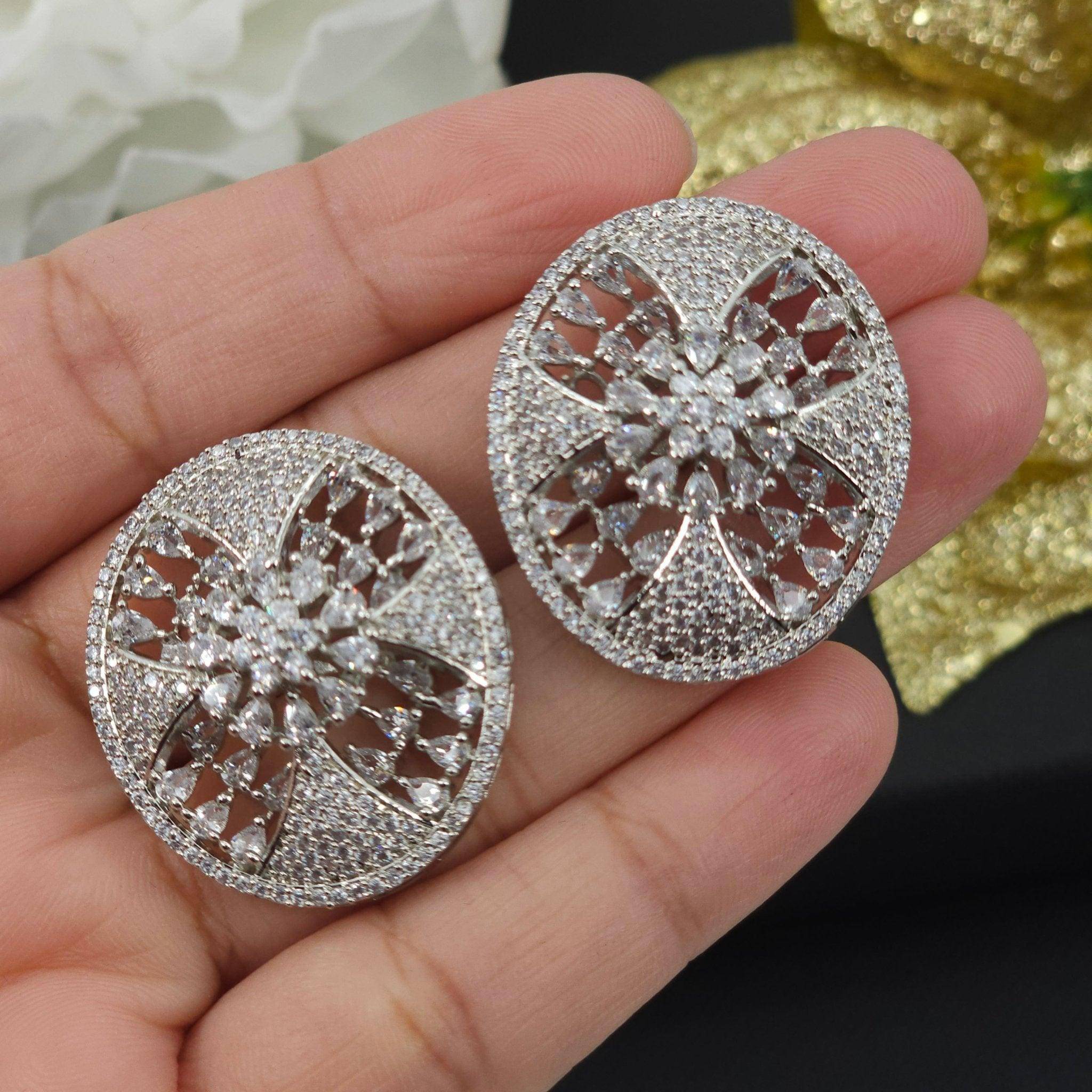 Dalia - American Diamond Stud Earrings - Fancy Fab Jewels