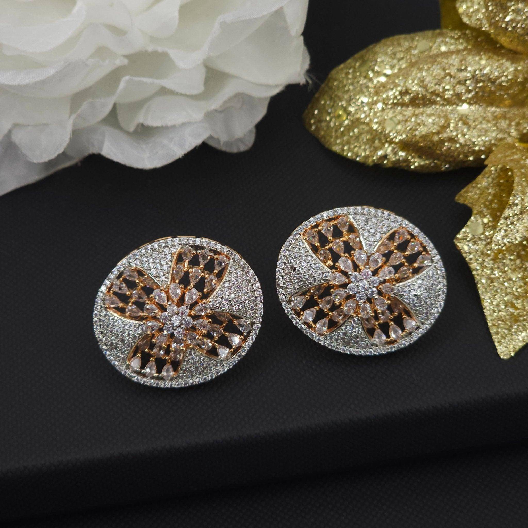 Dalia - American Diamond Stud Earrings - Fancy Fab Jewels