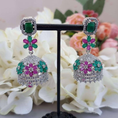 Jhumki Tikka Set Ruby Green - Fancy Fab Jewels