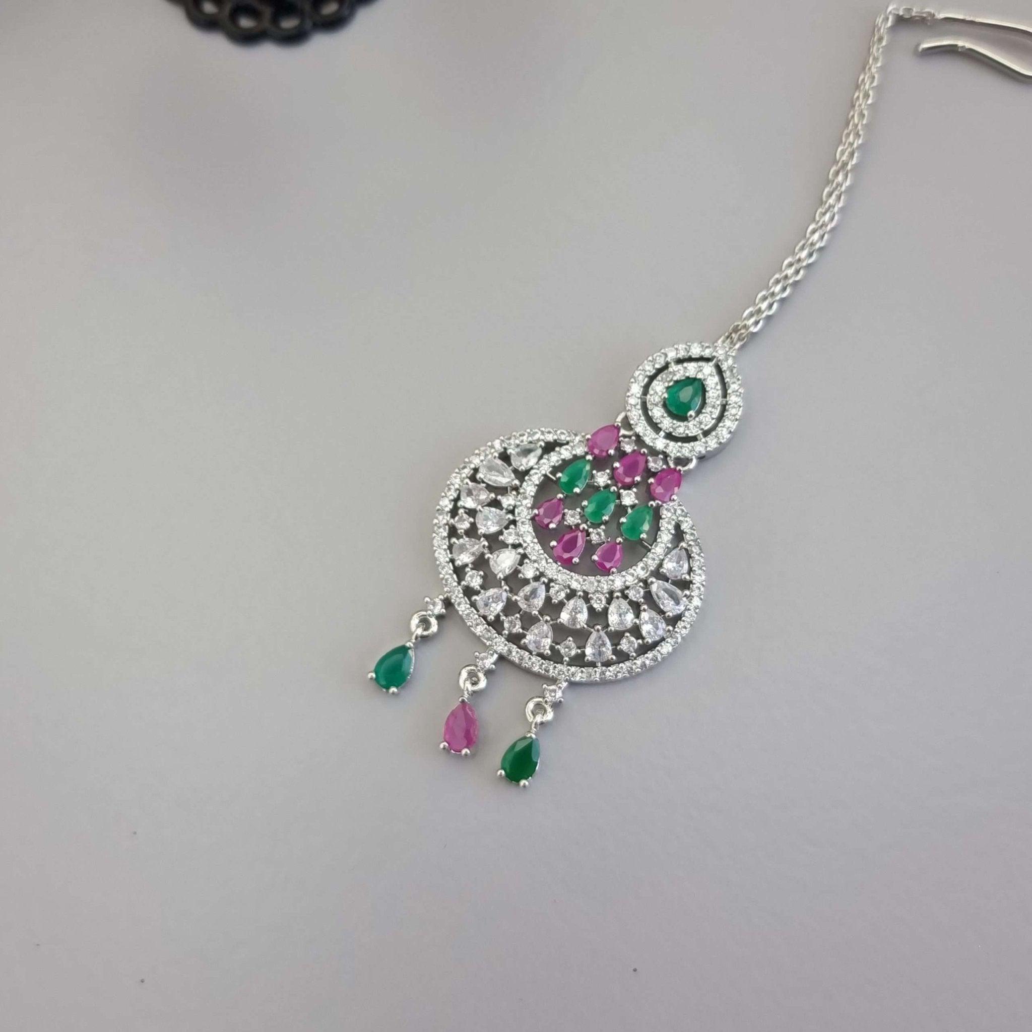 Jhumki Tikka Set Ruby Green - Fancy Fab Jewels